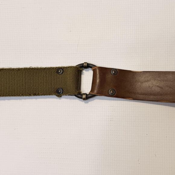 Armani Jeans Belt Mens 107 Brown Olive Leather Canvas Chain Made in Italy AJ - Picture 7 of 13